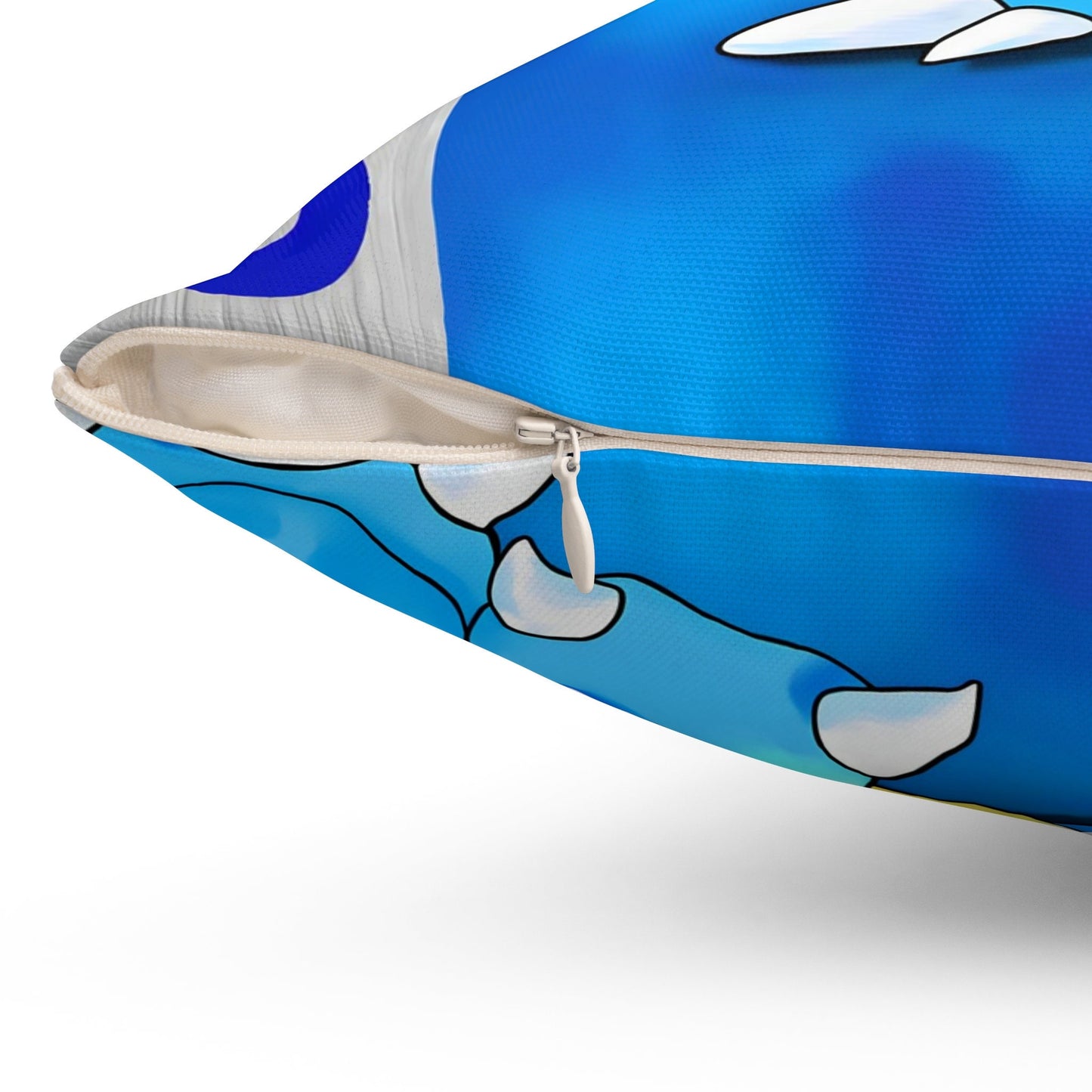 Retro Monster Training Adventure - Game Pillow Blue