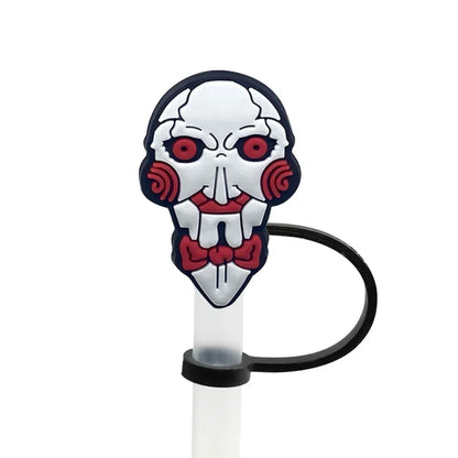 1PCS PVC New Straw Tips Horror Movie Silicone Straw Toppers Airtight Drinking Dust Cap Splash Proof Drinking Straw Cap Halloween