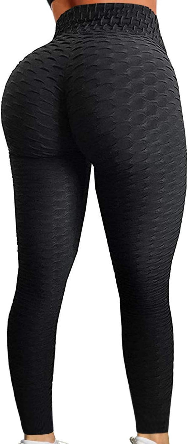 Women'S High Waist Yoga Pants Tummy Control Workout Ruched Butt Lifting Stretchy Leggings Textured Booty Tights
