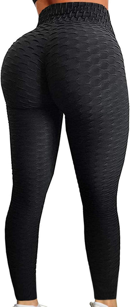 Women'S High Waist Yoga Pants Tummy Control Workout Ruched Butt Lifting Stretchy Leggings Textured Booty Tights