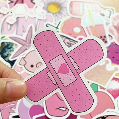 50-999 Random Stickers, Tv Show the Office, Friends, Joker, Money Heist, VSCO Girls, Basket Ball Sneakers Jordan Kobe, TIK Tok, Animals Christmas (Cute Pink 100PCS)