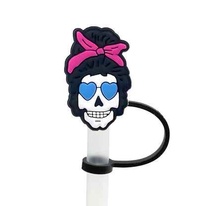 1PCS PVC New Straw Tips Horror Movie Silicone Straw Toppers Airtight Drinking Dust Cap Splash Proof Drinking Straw Cap Halloween