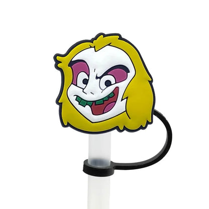 1PCS PVC New Straw Tips Horror Movie Silicone Straw Toppers Airtight Drinking Dust Cap Splash Proof Drinking Straw Cap Halloween