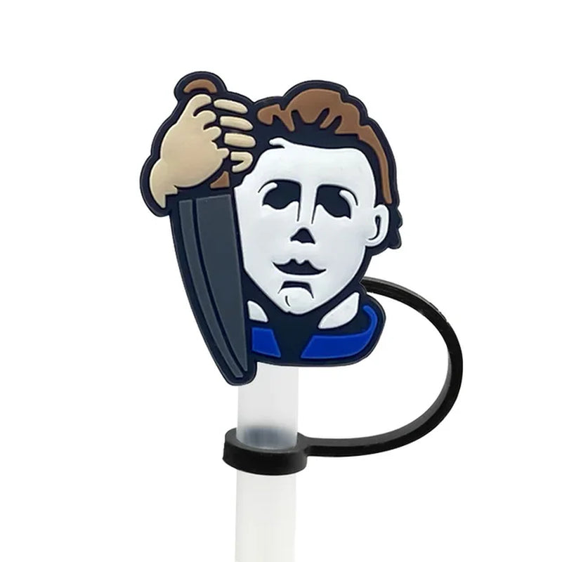 1PCS PVC New Straw Tips Horror Movie Silicone Straw Toppers Airtight Drinking Dust Cap Splash Proof Drinking Straw Cap Halloween