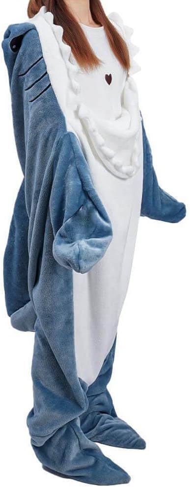 Cozy Shark Blanket Hoodie Onesie for Adults and Kids