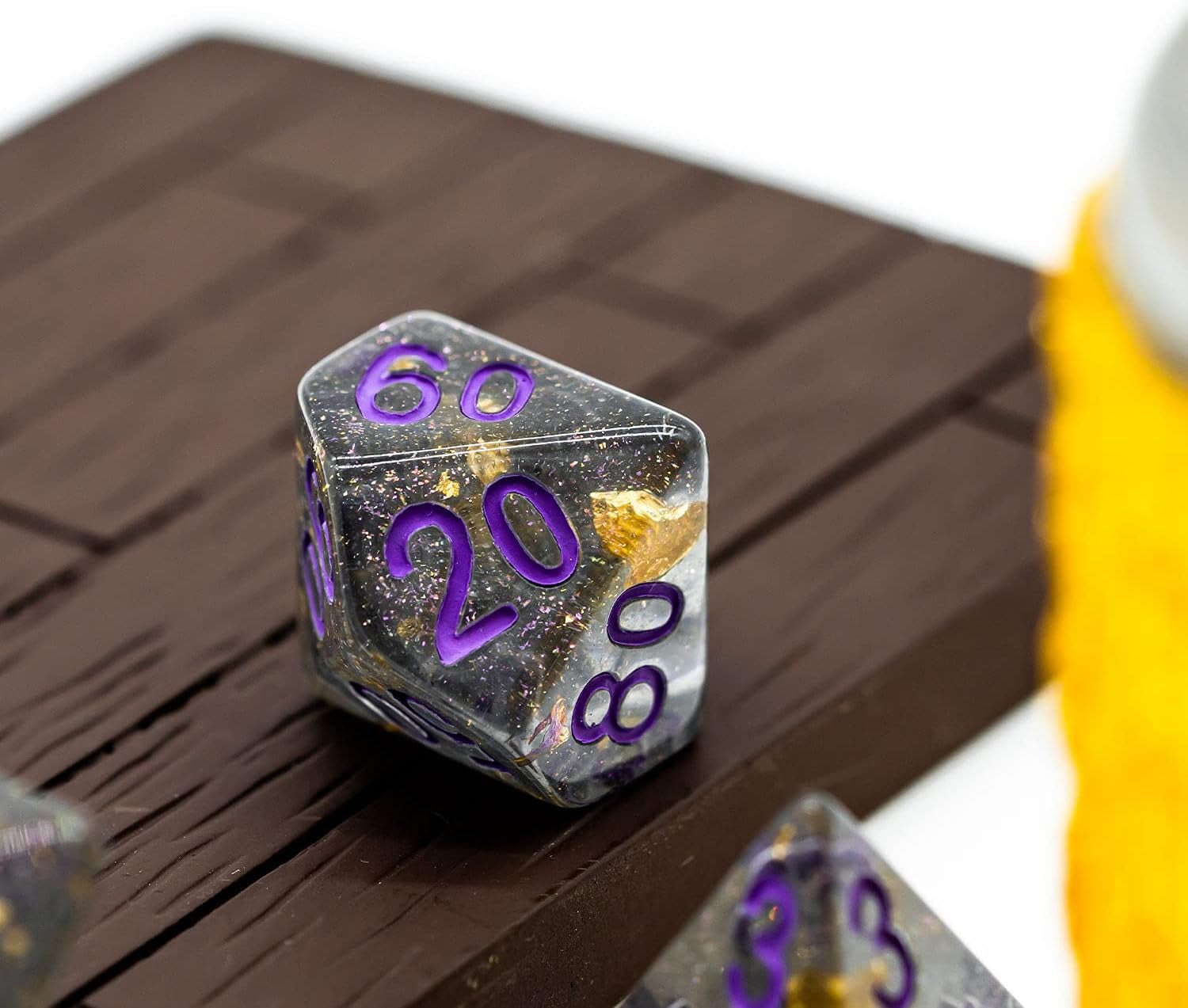 Polyhedral DND Dice Sets Shimmer Gold Foil Dice for Dungeons and Dragons Pathfinder RPG MTG Table Gaming Dice - Gray