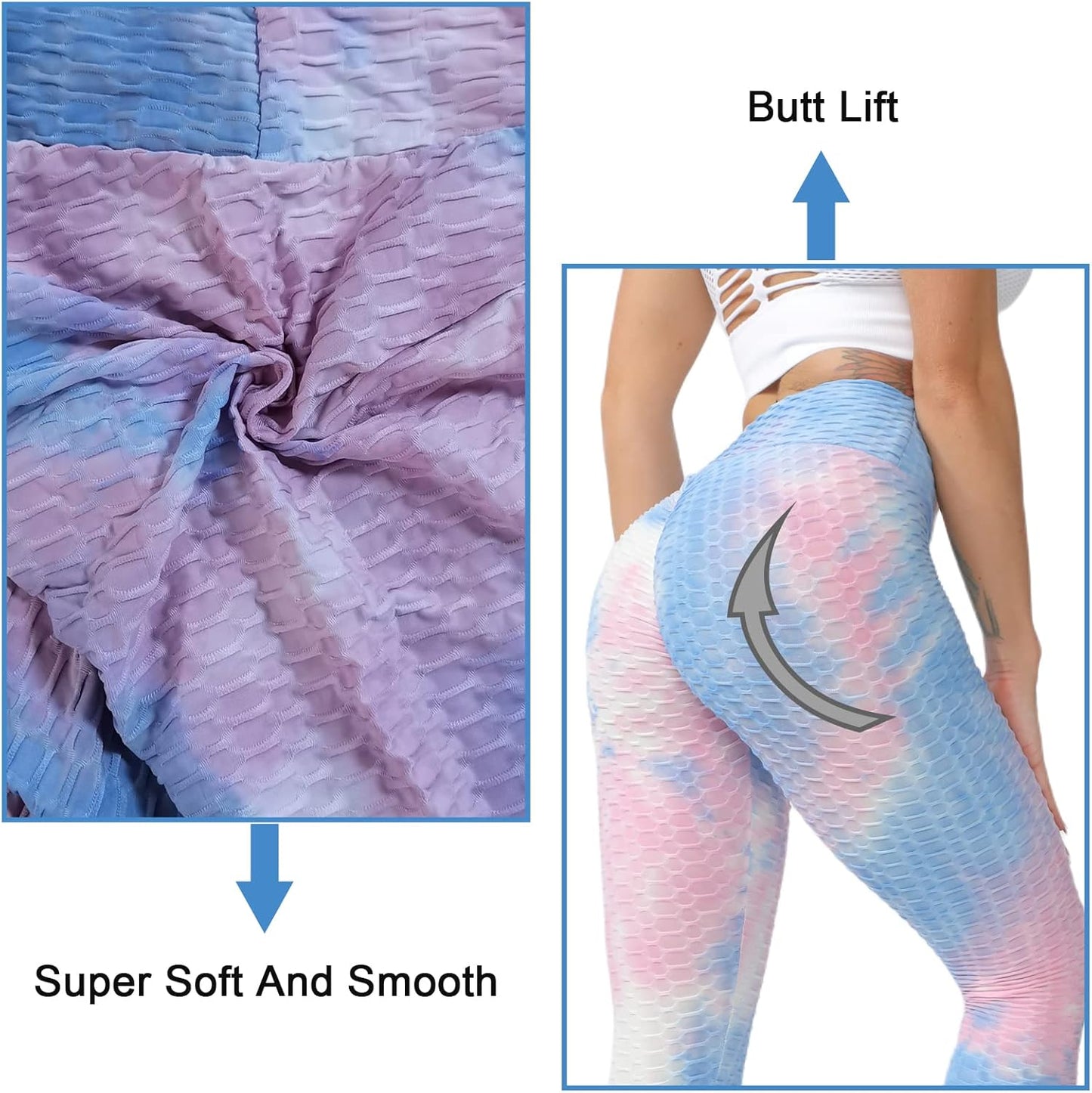TIK Tok Tie Dye Workout Leggings for Women Tummy Control High Waist Yoga Pants Soft Seamless Tights