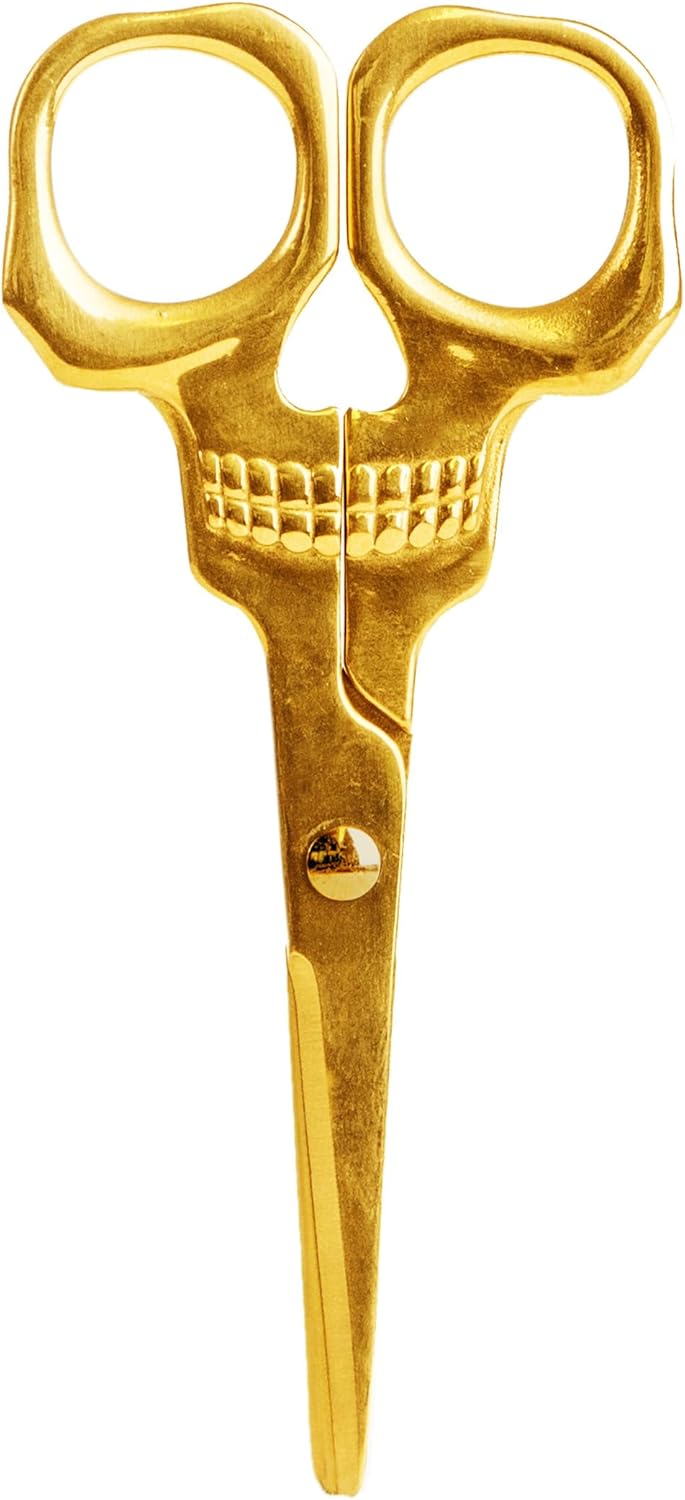 Golden Skull Scissors: All-Purpose Office and Sewing Accessory