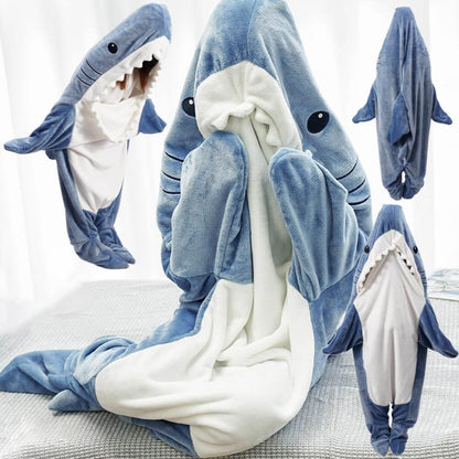 Cozy Shark Blanket Hoodie Onesie for Adults and Kids