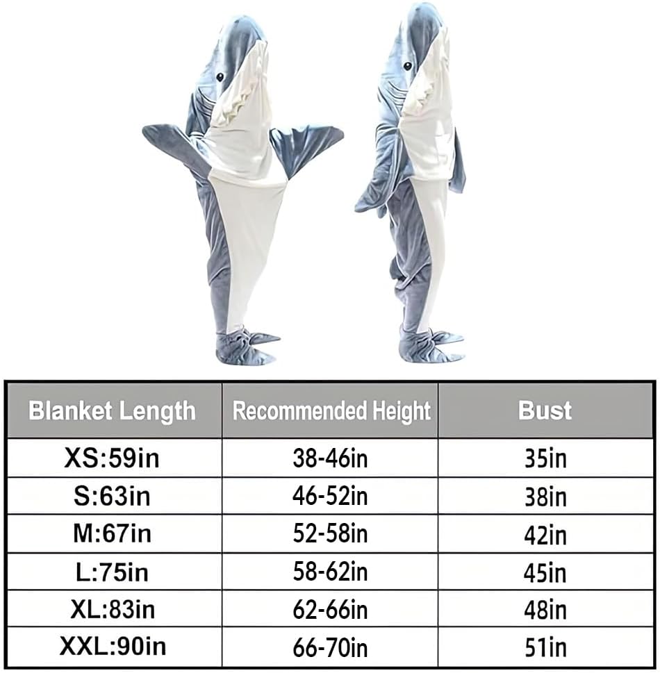 Cozy Shark Blanket Hoodie Onesie for Adults and Kids
