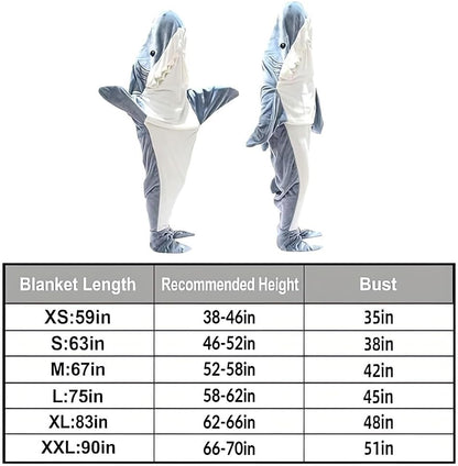 Cozy Shark Blanket Hoodie Onesie for Adults and Kids
