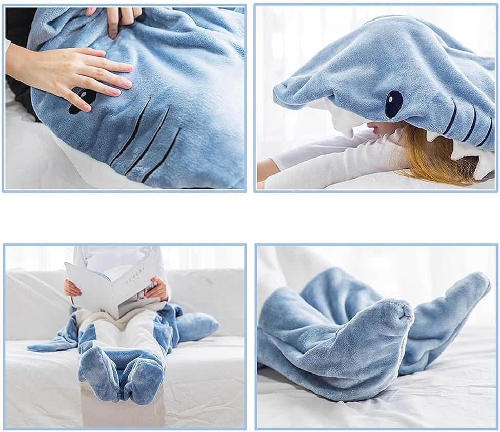 Cozy Shark Blanket Hoodie Onesie for Adults and Kids