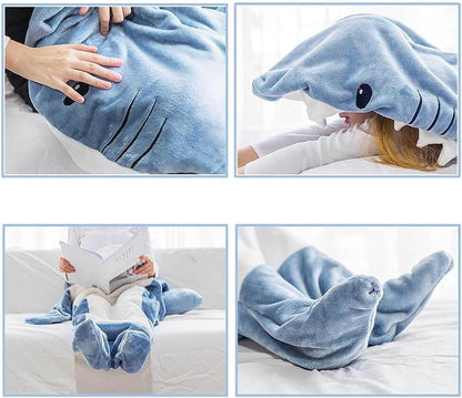 Cozy Shark Blanket Hoodie Onesie for Adults and Kids