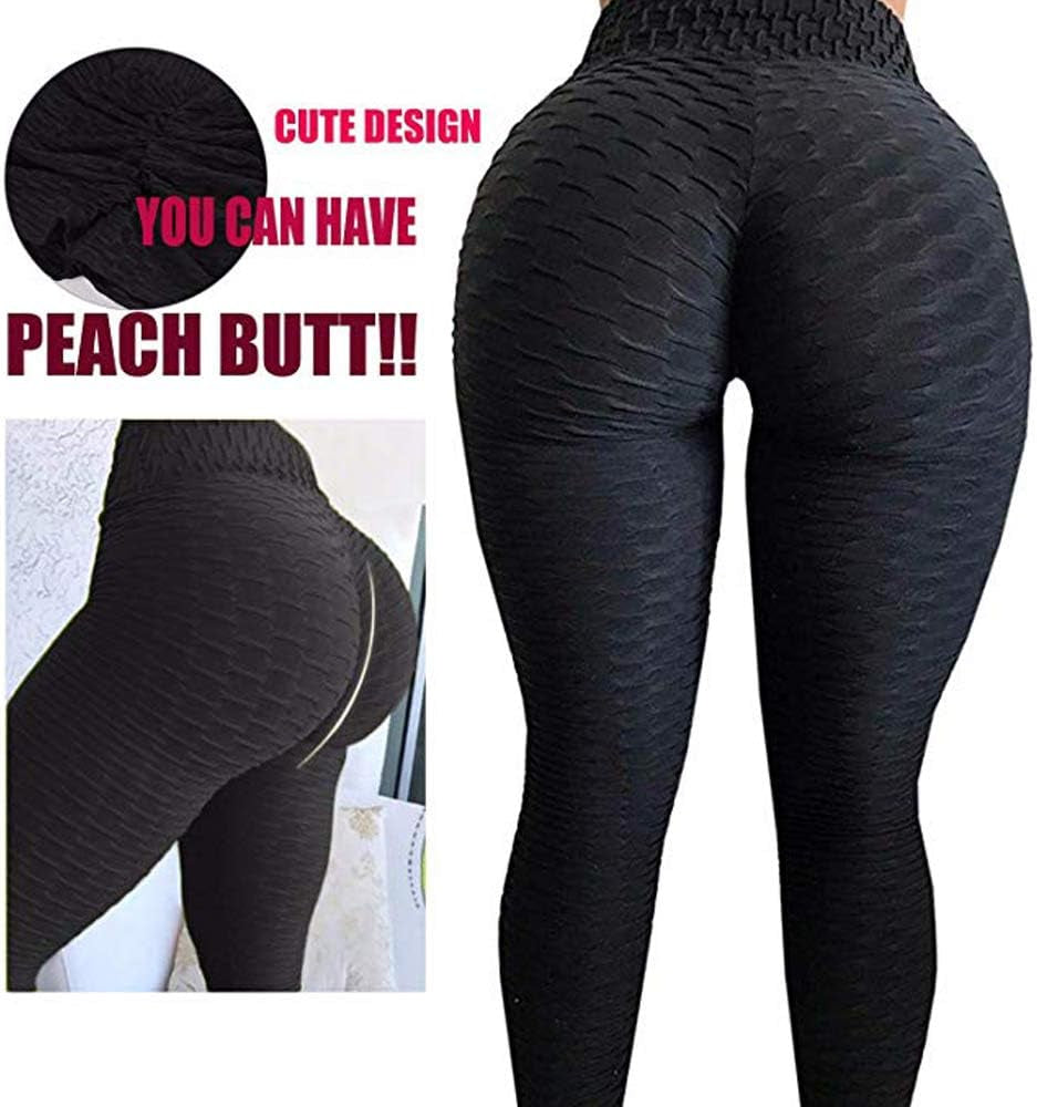 Women'S High Waist Yoga Pants Tummy Control Workout Ruched Butt Lifting Stretchy Leggings Textured Booty Tights