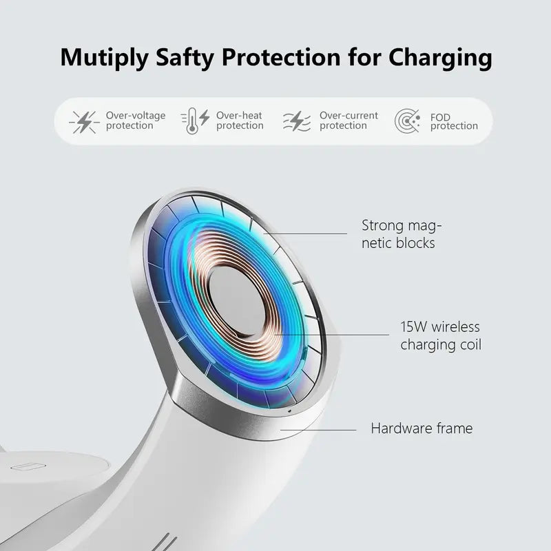 4 in 1 Mag-Safe Wireless Charging Station, RGB Night Light Lamp, 15W Fast Magnetic Wireless Charger for Multiple Apple Devices,For Iphone 12 13 14 15 Pro Max/Plus/Pro, for Apple Watch S2 to S9, Ultra 1/2, SE 2/3, for Airpods 2/3, Airpods Pro 1/2