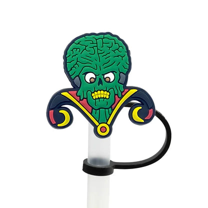 1PCS PVC New Straw Tips Horror Movie Silicone Straw Toppers Airtight Drinking Dust Cap Splash Proof Drinking Straw Cap Halloween