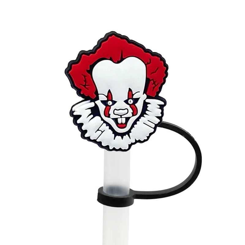1PCS PVC New Straw Tips Horror Movie Silicone Straw Toppers Airtight Drinking Dust Cap Splash Proof Drinking Straw Cap Halloween
