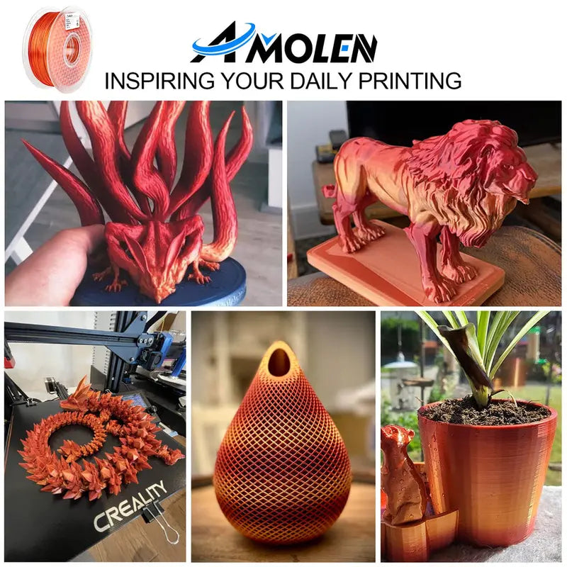 Amolen Silk Shiny Gradient PLA Filament, 1.75Mm