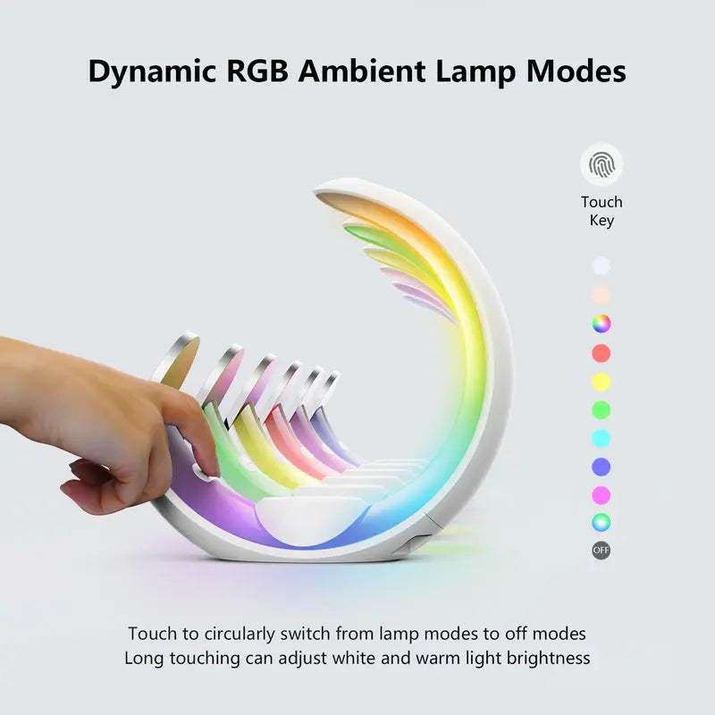 4 in 1 Mag-Safe Wireless Charging Station, RGB Night Light Lamp, 15W Fast Magnetic Wireless Charger for Multiple Apple Devices,For Iphone 12 13 14 15 Pro Max/Plus/Pro, for Apple Watch S2 to S9, Ultra 1/2, SE 2/3, for Airpods 2/3, Airpods Pro 1/2