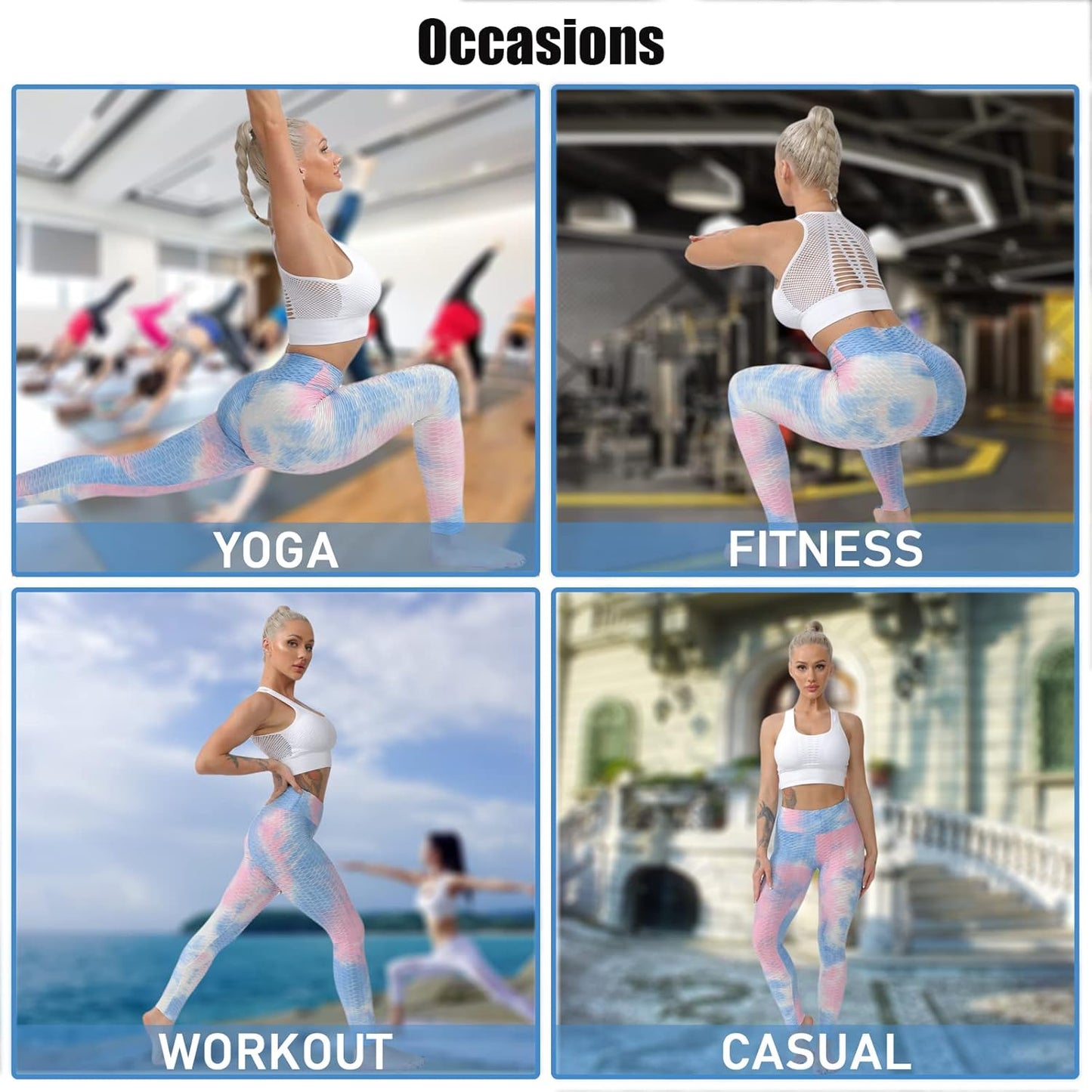 TIK Tok Tie Dye Workout Leggings for Women Tummy Control High Waist Yoga Pants Soft Seamless Tights