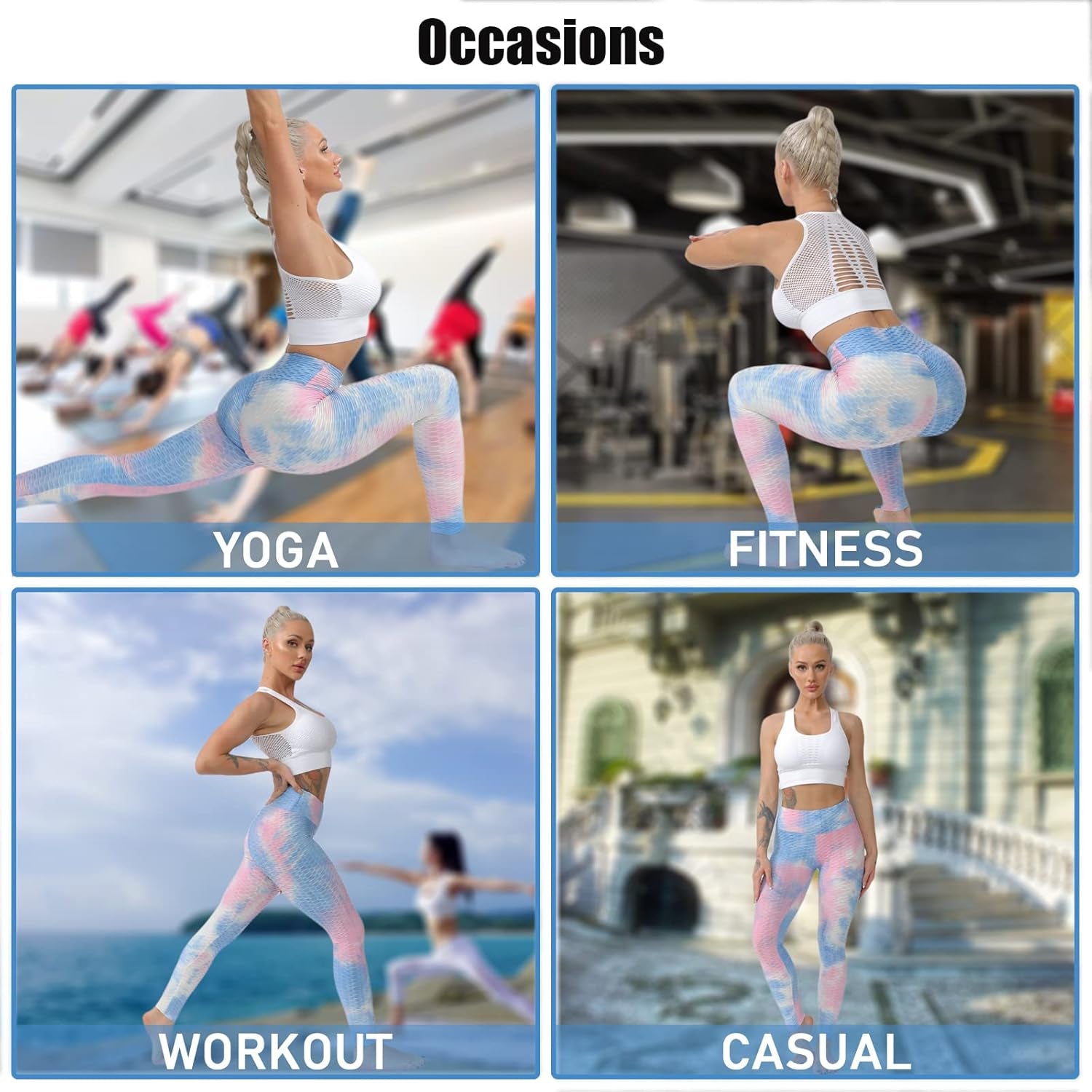 TIK Tok Tie Dye Workout Leggings for Women Tummy Control High Waist Yoga Pants Soft Seamless Tights