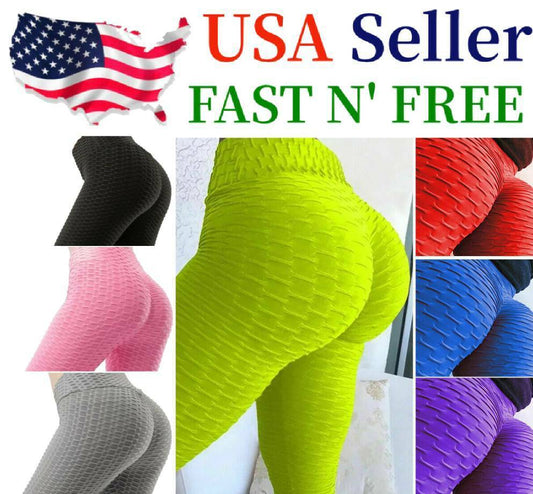 Women Leggings Anti-Cellulite High Waist Push up Yoga Pants Tik Tok Butt Lift US