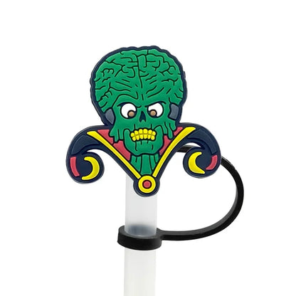 1PCS PVC New Straw Tips Horror Movie Silicone Straw Toppers Airtight Drinking Dust Cap Splash Proof Drinking Straw Cap Halloween