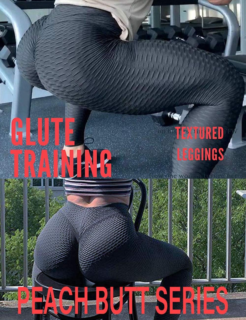 Women'S High Waist Yoga Pants Tummy Control Workout Ruched Butt Lifting Stretchy Leggings Textured Booty Tights