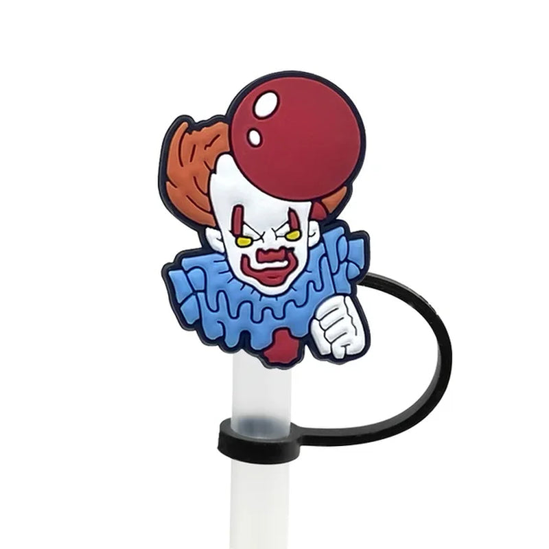 1PCS PVC New Straw Tips Horror Movie Silicone Straw Toppers Airtight Drinking Dust Cap Splash Proof Drinking Straw Cap Halloween