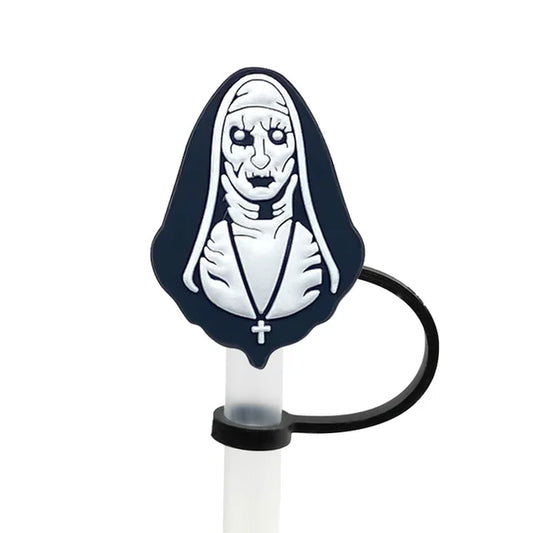 1PCS PVC New Straw Tips Horror Movie Silicone Straw Toppers Airtight Drinking Dust Cap Splash Proof Drinking Straw Cap Halloween