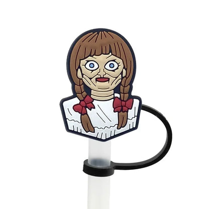 1PCS PVC New Straw Tips Horror Movie Silicone Straw Toppers Airtight Drinking Dust Cap Splash Proof Drinking Straw Cap Halloween