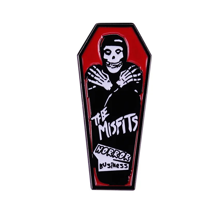 Band Misfits Brooch Lapel Pin Bat Fiend Club Badge Coffin Music Musical Horror Face Logo Scream Halloween