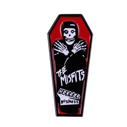 Band Misfits Brooch Lapel Pin Bat Fiend Club Badge Coffin Music Musical Horror Face Logo Scream Halloween